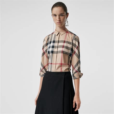 burberry cotton check top in plus size|Burberry Check stretch top.